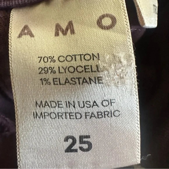 AMO Easy Army Trouser Pants Size 25 Burgundy High Rise Utility Crop Raw Hem - Picture 10 of 10